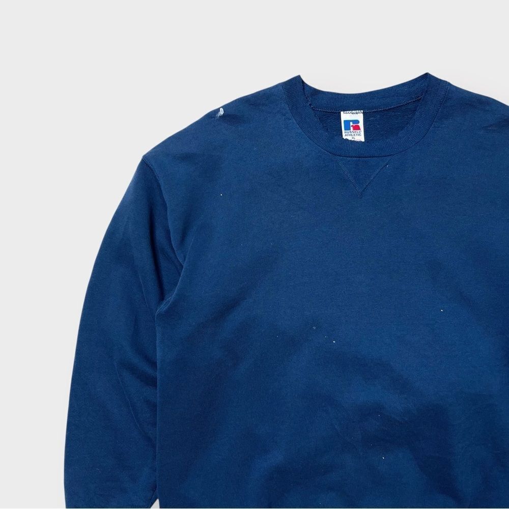 Vtg 90s Russell Athletic Crewneck Sweatshirt 50/50 USA XL Thrashed V Stitch Worn - Picture 3 of 8